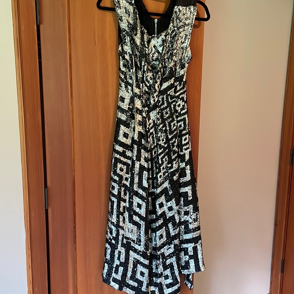 Louise Gray evening dress with sequins in front, none in back,cut out back.